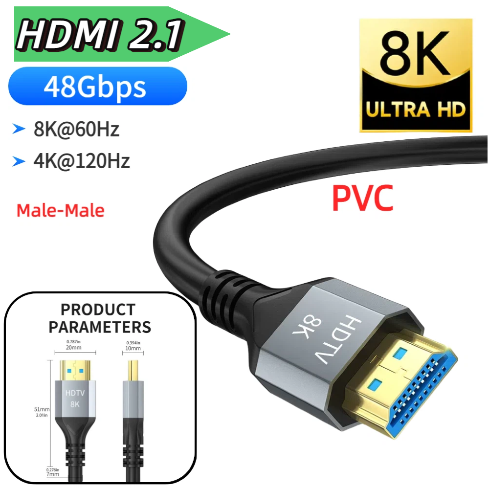 Hdmi 2.1 Cable 8K 60Hz 48Gbps Earc - Cable HDMI 8K HDMI 2,1, 8K