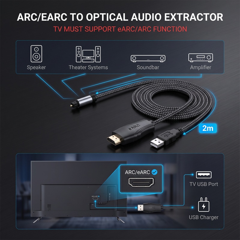 Cable Extractor de Audio HDMI  - Dolby Atmos Soundbar Hdmi Earc reseña y precio