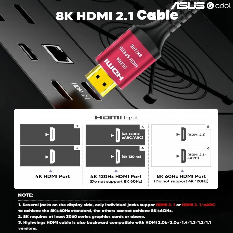 Cable HDMI 2.1 de ultra alta v - Hdmi 2.1 Cable 8K 60Hz 48Gbps Earc reseña y precio