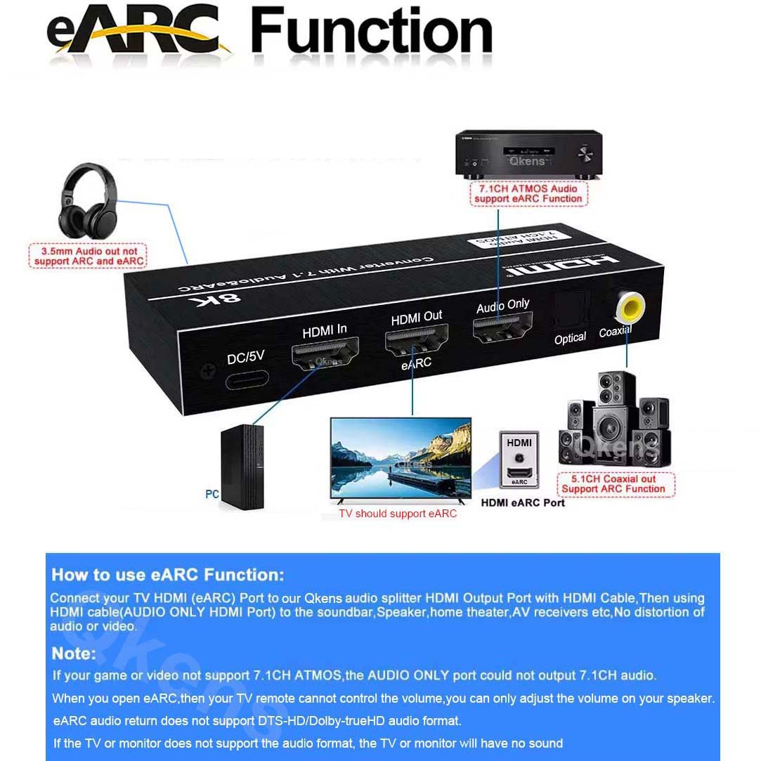 Extractor de Audio HDMI 8K, co - Dolby Atmos Soundbar Hdmi Earc reseña y precio