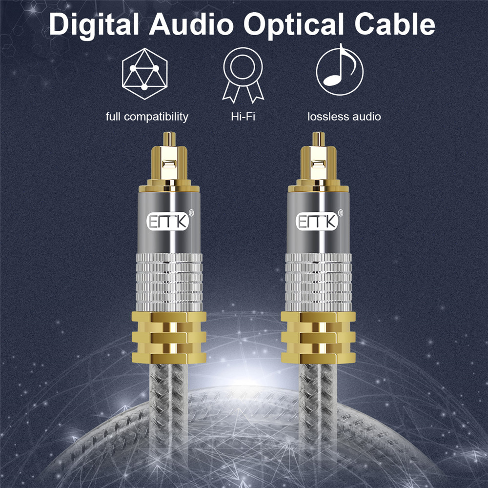 EMK Cable óptico Spdif de grad - Optical Audio Cable Toslink Gold Plated reseña y precio